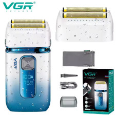 V-362 WHITE Електробритва VGR шейвер, подвійне лезо, триммер, IPX6, LED Display