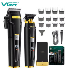 Комплект VGR V-694 S2 BLACK 2 в 1, акумуляторна машинка для стрижки та триммер