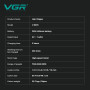 V-887C BLACK Акумуляторна машинка для стрижки (clipper) VGR , 6 насадок, 9000RPM