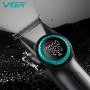 Акумуляторна машинка для стриження VGR V-001 BLACK, 10 насадок, 9000 RPM, 4600 мАг, LED-дисплей