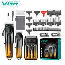Комплект VGR 3 в 1 V-644, машинка для стрижки, триммер та електробритва, 2000 мАг