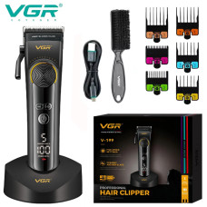 V-199 BLACK Акумуляторна машинка для стрижки (clipper) VGR , 6 насадок, LED display