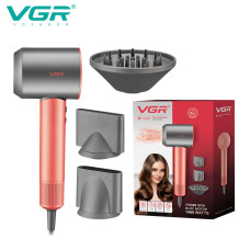 V-440 PINK Фен професійний VGR , 3 рівні обдування, 3 рівні температури, 110000 RPM, 3 насадки